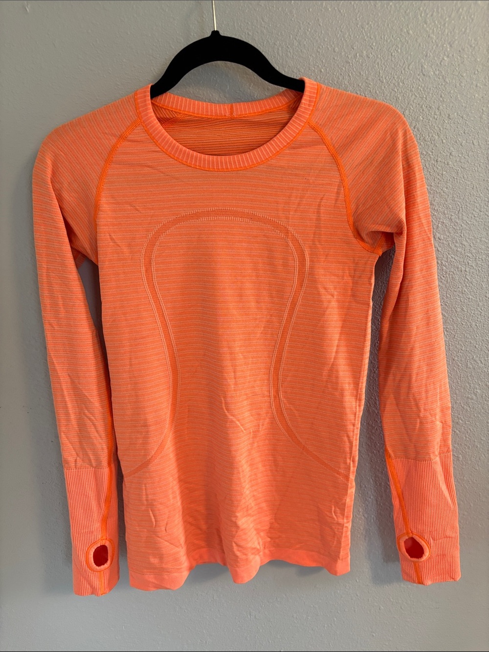Lululemon Neon Coral Long Sleeve Athletic Top